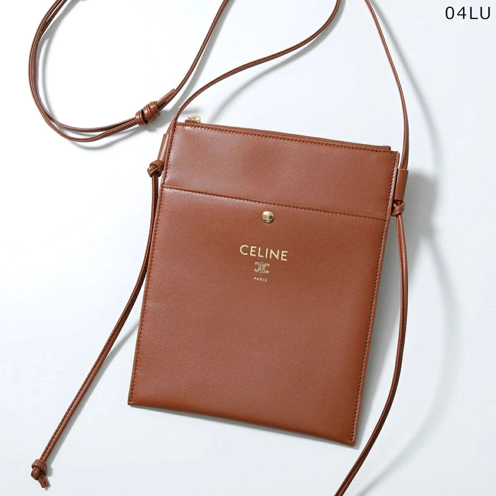 Celine Sharp Pouch Clutch Shoulder Bag Leather Triomphe